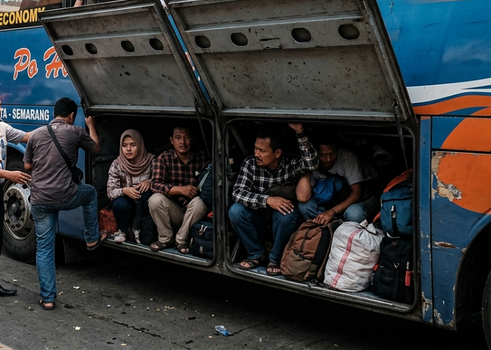 Viral Penumpang Rela Duduk di Bagasi Bus Pas Penuh, Risikonya Bikin Ngeri!