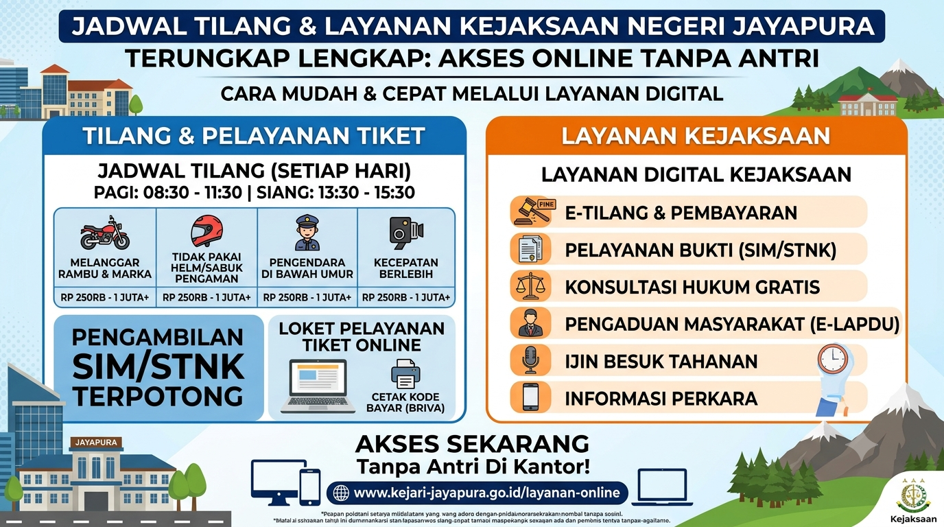 Jadwal Tilang Dan Layanan Kejaksaan Di Jayapura Terungkap Lengkap, Ini Cara Akses Online Tanpa Harus Antre Di Kantor