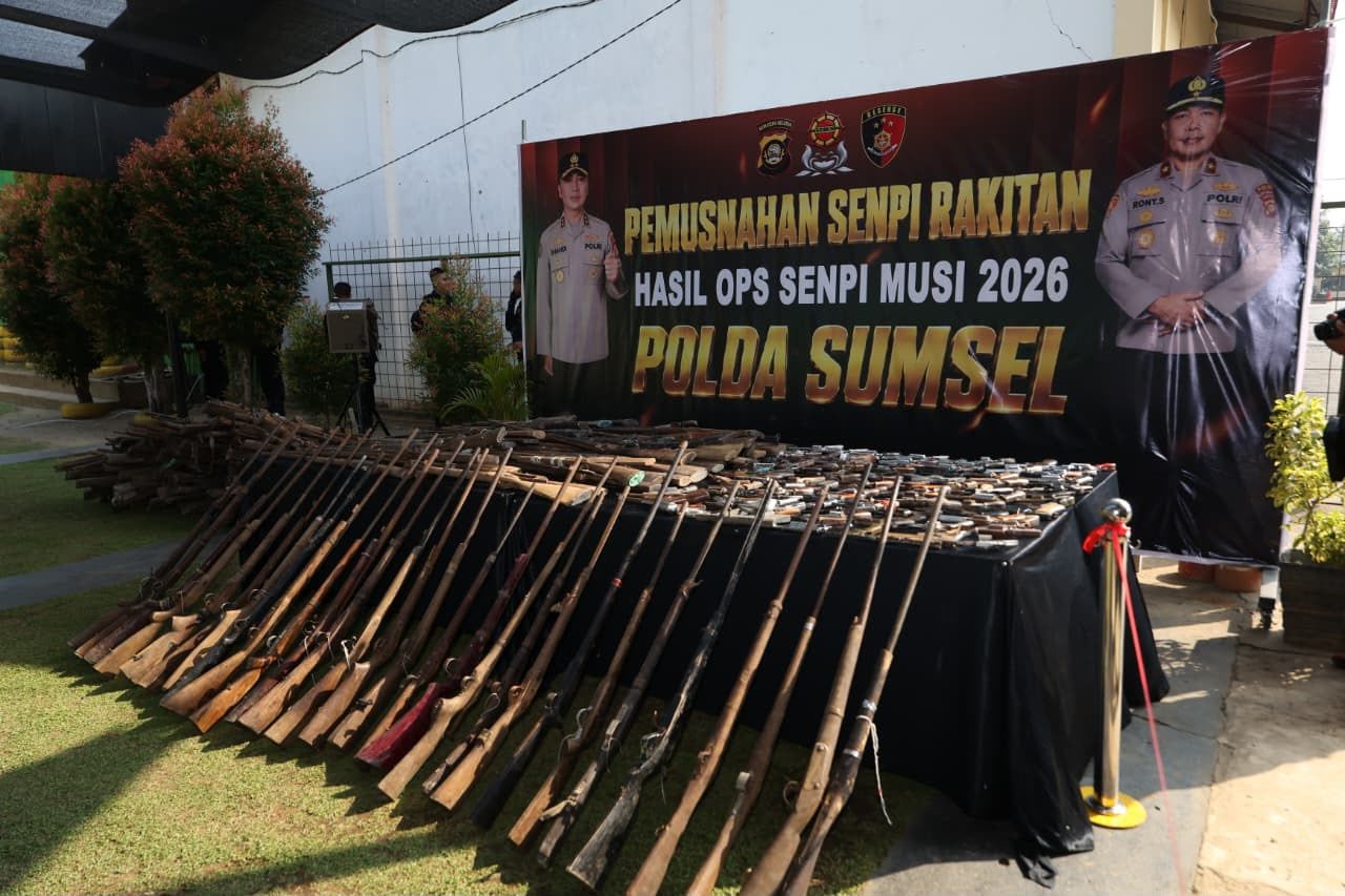 16 Hari Operasi, Polda Sumsel Berhasil Sita dan Musnahkan Ratusan Senpi Ilegal