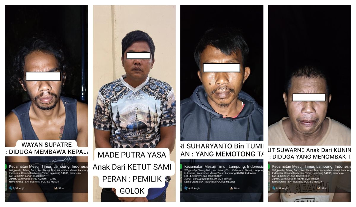 Geger Pembunuhan Tapir di Mesuji, 4 Pelaku Ditangkap, 2 Lainnya Buron