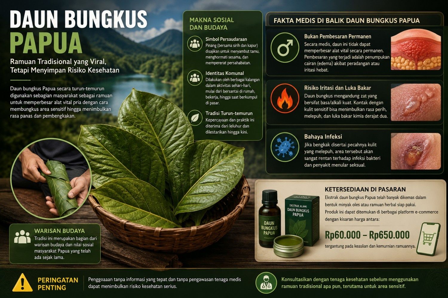 Mengenal Daun Bungkus Papua, Ramuan Tradisional yang Viral tetapi Menyimpan Risiko Kesehatan