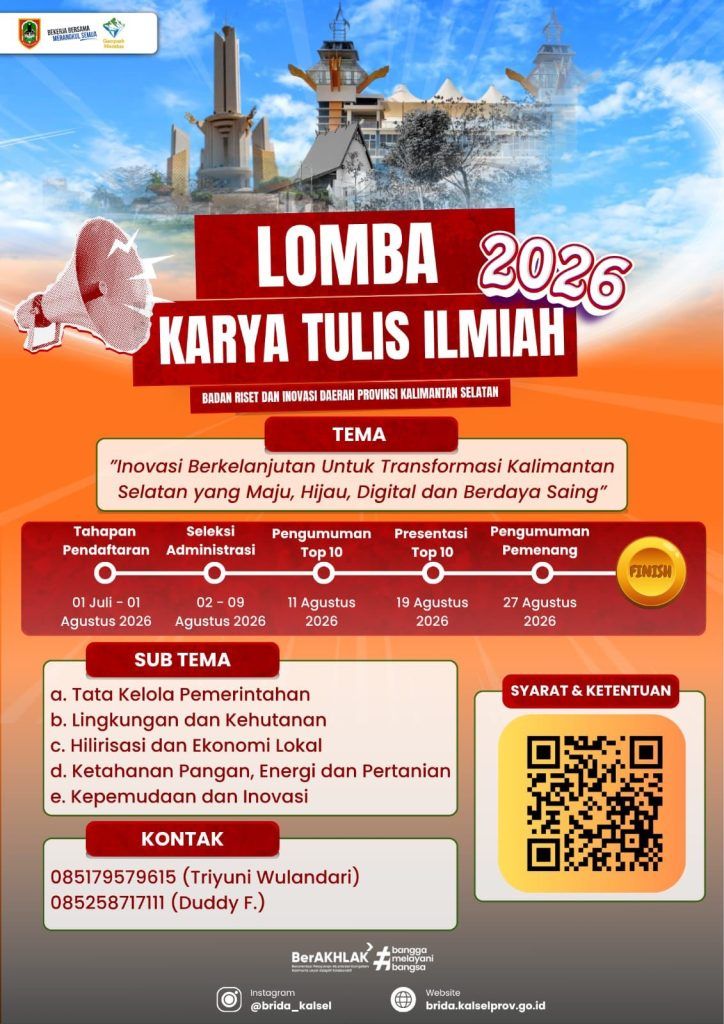 Kalsel Innovation Award 2026 & LKTI BRIDA: Dorong Budaya Riset demi Kemajuan Daerah