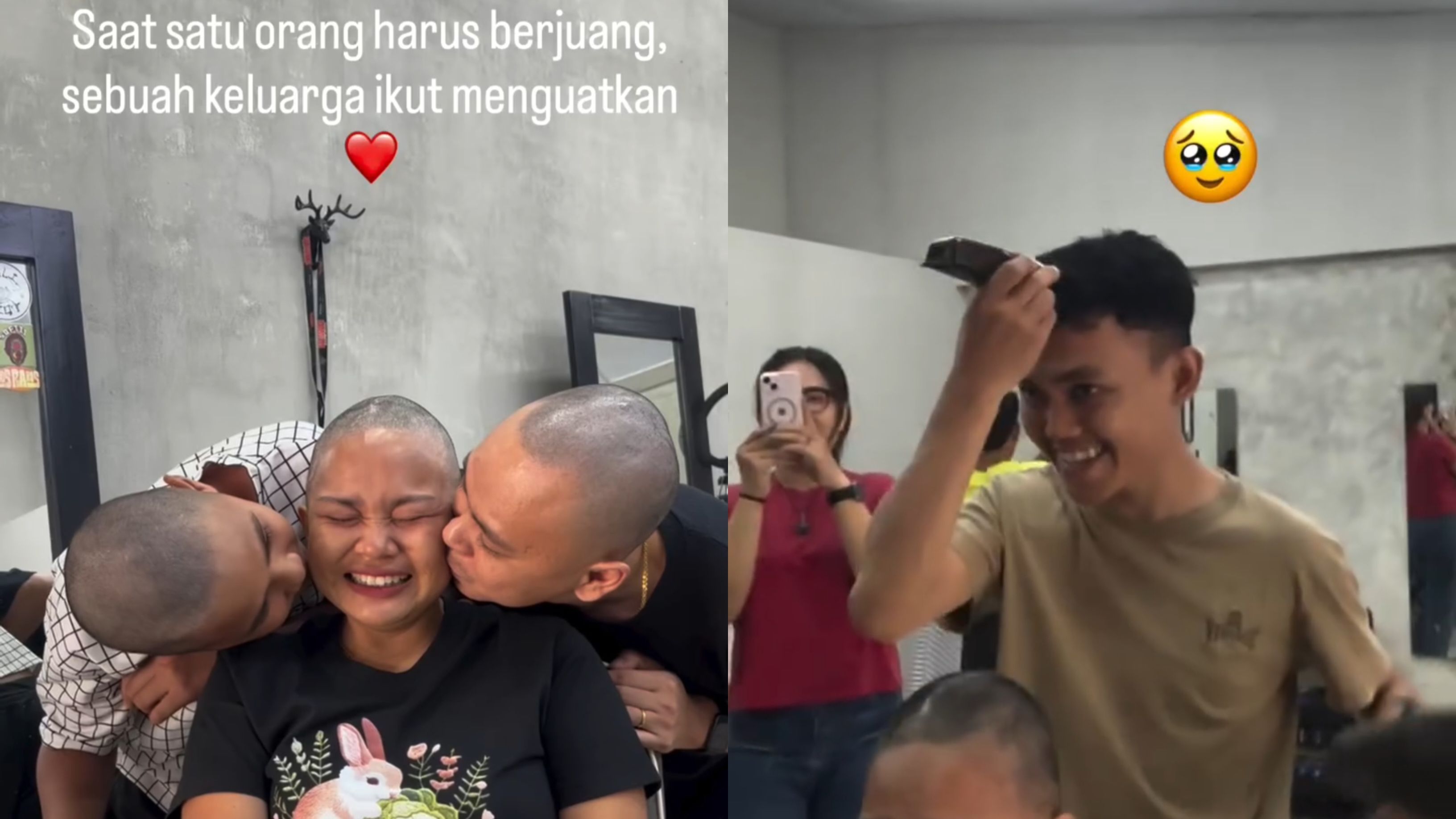 Momen Haru Keluarga dan Tukang Cukur Ikutan Potong Botak Rambut untuk Dukung Pejuang Kanker