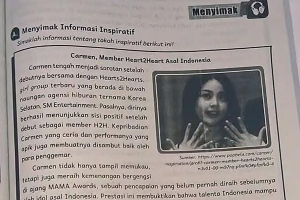 Carmen Hearts2Hearts Jadi Materi Buku Pelajaran SD, Ini Kisah Inspiratifnya!