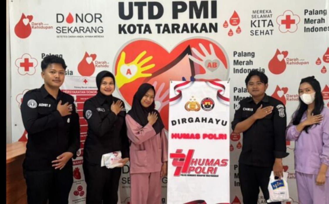 HUT Humas ke-74, Personel Humas Polres Tarakan Laksanakan Donor Darah