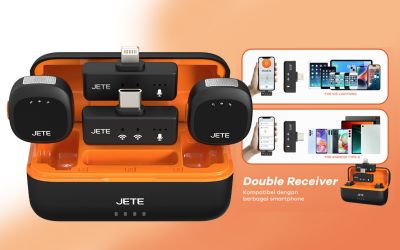 JETE MP2 2in1 Wireless: Mikrofon Fleksibel dengan Suara Profesional dan Koneksi Stabil