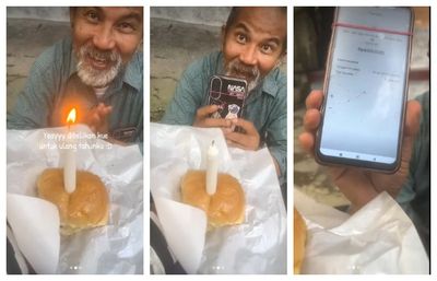 Bikin Haru! Ayah Ini Belikan Roti Ulang Tahun untuk Anaknya Usai Dapat BSU