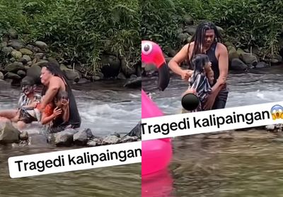 Viral, Aksi Heroik Pria Selamatkan Dua Bocah yang Terseret Arus Deras di Kali Paingan