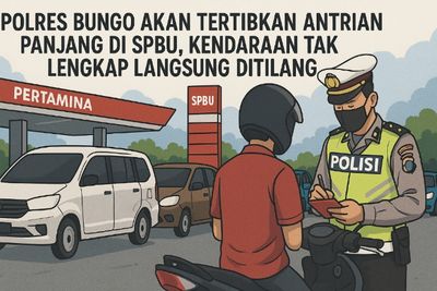Polres Bungo Akan Tertibkan Antrian Panjang di SPBU, Kendaraan Tak Lengkap Langsung Ditilang