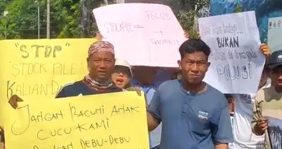Warga Aur Kenali dan Mendalo Laut Demo Desak Hentikan Aktivitas PT SAS yang Timbun Rawa