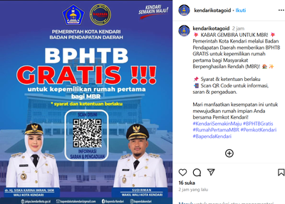 Pemkot Kendari Gratiskan BPHTB untuk Masyarakat Berpenghasilan Rendah, Ini Syaratnya