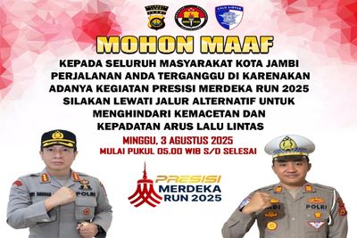 Polresta Jambi Tutup Sejumlah Jalan Saat Presisi Merdeka Run 2025, Ini Rute dan Jadwalnya