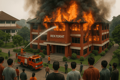 Gedung Rektorat ULM Banjarmasin Ludes Terbakar, Ruang Akademik dan Data Mahasiswa Terancam