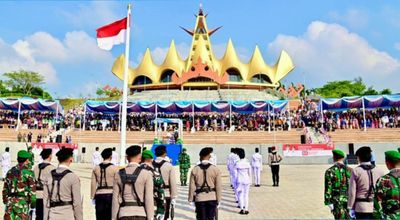 Pertama Kali Pemkab Lampung Selatan Gelar Upacara HUT RI di Menara Siger