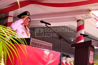 Perdana! Sofyan Puhi Pimpin Upacara HUT RI ke-80 Tahun 2025 Tingkat Kabupaten Gorontalo