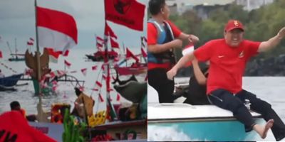 Gelar acara untuk meriahkan HUT RI KE-80, perahu nelayan hias pantai di kota Manado!