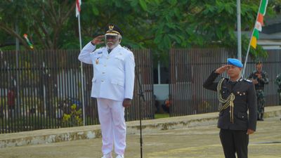 Wakil Gubernur Papua Selatan Pimpin Upacara Penurunan Bendera di Perbatasan RI-PNG