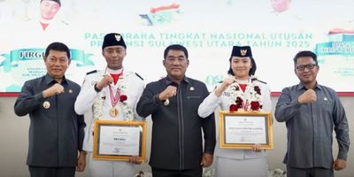 Sukses menjalankan tugas paskibraka, Bianca dan Firgi disambut dengan meriah usai dari Jakarta