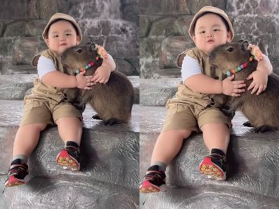 Momen Gemas Anak Kecil Peluk Capybara di Kebun Binatang Thailand Jadi Viral