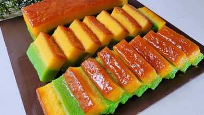 Resep Bingka Singkong Karamel Pandan yang Enak dan Empuk