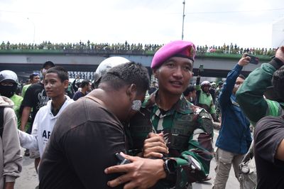 Demo di Depan Mako Brimob Kwitang, Marinir Sampai Turun Tangan
