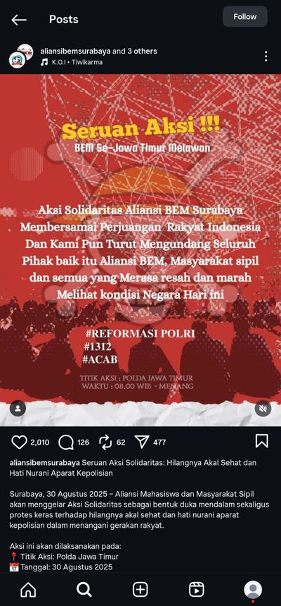 BEM Nusantara Mendesak Perubahan Menyeluruh di Polri, Ribuan Mahasiswa Berunjuk Rasa di Jalan