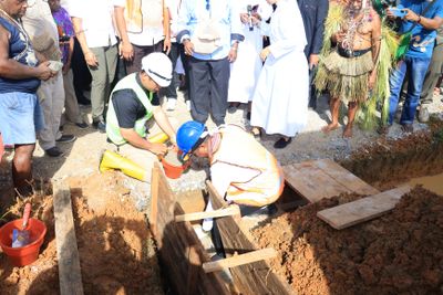 Peletakan Batu Pertama Asrama Putri Santa Ana Paroki Kristus Raja Mindiptana