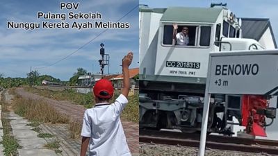 Kebahagiaan Anak Saat Pulang Sekolah, Bisa Lihat Ayahnya Jadi Masinis