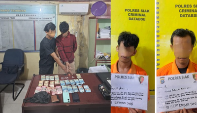 Polsek Kandis Tangkap Dua Pria, Sita 7 Paket Sabu dan Barang Bukti Lain