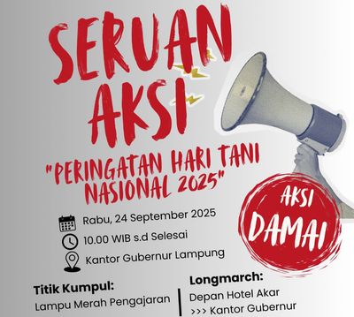 Besok Ribuan Petani Lampung Gelar Unjuk Rasa Peringati Hari Tani Nasional 2025