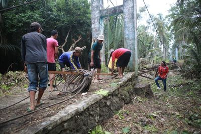 Perbaikan Jembatan Gantung Tampang Muda Mulai di Tanggamus Mulai Dilakukan