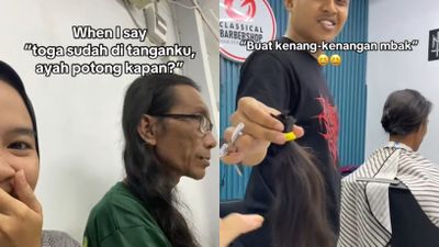 Ayah Rela Potong Rambut Panjang Demi Wisuda Sang Putri, Bikin Netizen Terharu