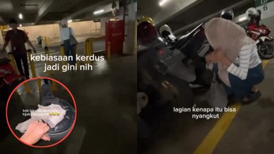 Viral! Hijab Cewek ini Nyangkut di Helm Bikin Ngakak di Parkiran