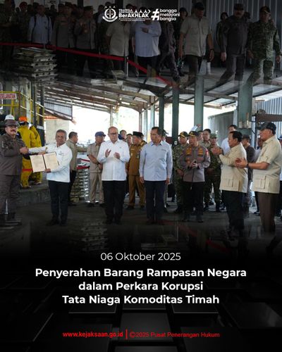 Kejagung Serahkan Aset Rampasan Negara Kasus Korupsi Timah, Presiden Prabowo Turut Hadir