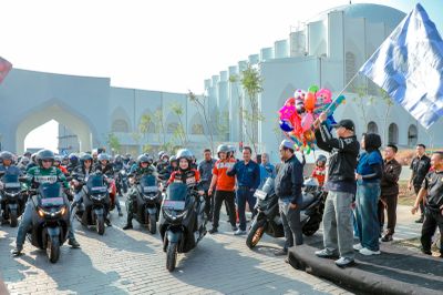 Sunday Morning Ride Jadi Ajang Kampanye Safety Riding bagi Komunitas Ojol Lampung