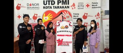 HUT Humas ke-74, Personel Humas Polres Tarakan Laksanakan Donor Darah
