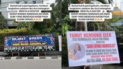 Istri Sah Pasang Papan Bunga Sindir Selingkuhan Suami Saat Wisuda, Aksinya Bikin Heboh!