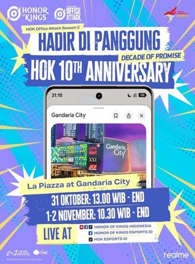 Honor of Kings: Office Attack Season 2 Akan Hadir di La Piazza, Gandaria City Mall, Jakarta
