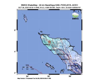 Gempa Magnitudo 5,3 Guncang Pidie Jaya, Tidak Berpotensi Tsunami