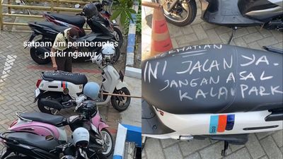 Viral Satpam UM Coret Jok Motor dengan Kapur, Teguran Kocak tapi Ngena Banget!