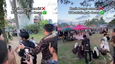 Dosen Ikut Semangat! Mahasiswa Kasih Bunga ke Cewek Bikin Warganet Gemas