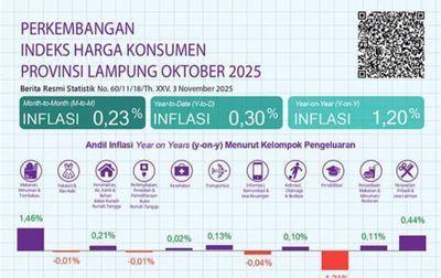 BPS Lampung: Inflasi Bulanan Oktober 2025 0,23 Persen