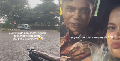 Bikin Haru, Cewek Ini Wisuda Dijemput Ayahnya Pakai Angkot