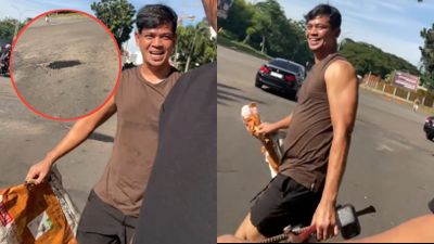 Respect! Surya Insomnia Turun Tangan Tambal Jalan Berlubang di Tangerang Selatan