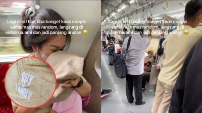 Momen Kocak Kaos Couple dengan Pria Tak Dikenal di KRL, Rekaman Sang Suami Bikin Netizen Terpingkal