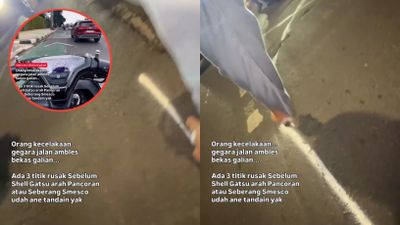 Pria Ini Tandai Jalan Ambles demi Keselamatan Pengendara, Warganet Salut!