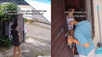 Lupa Ritual Cium Istri dan Anak, Suami Ini Buru-Buru Putar Balik