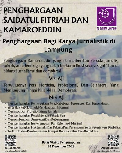 AJI Bandar Lampung Kembali Gelar Anugerah Saidatul Fitriah dan Kamaroeddin