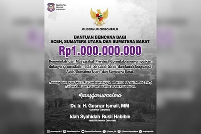 Peduli Bencana, Gorontalo Transfer Rp1 Miliar ke Tiga Provinsi di Sumatera