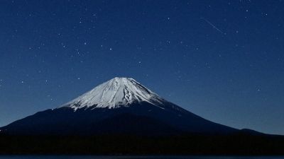 Cahaya Meteor Menerangi Malam di Atas Gunung Fuji
